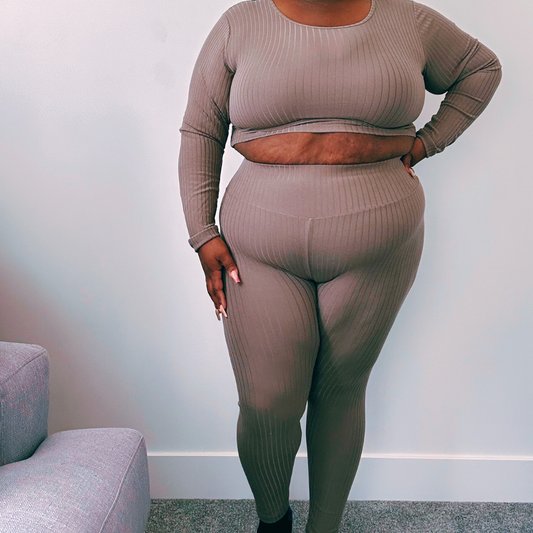 Taupe Ribbed Cozy Set